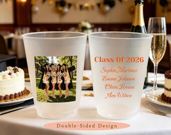 Custom Photo Graduation Cups - Double Sided Personalized Cups, Class of 2026 Cups, Graduation Favors, Senior Party Cups