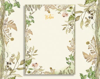 Vintage Botanical Notepad - Personalized Floral Memo Pad, Cottagecore Notepad, Custom Stationery, Gift for Mom, Teachers, or Writers