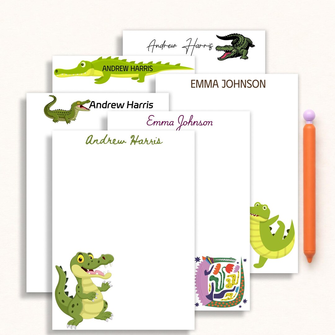Cut Crocodile Notepad - Personalized Kids Stationery, Animal Notepad ...