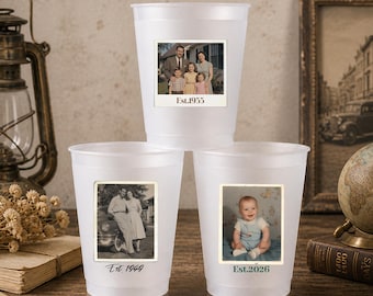 Personalized Vintage Photo Cups - Custom Photo Gift, Vintage Photo Gift, Father's Day Gift, Retro Family Gift, Frosted Cup