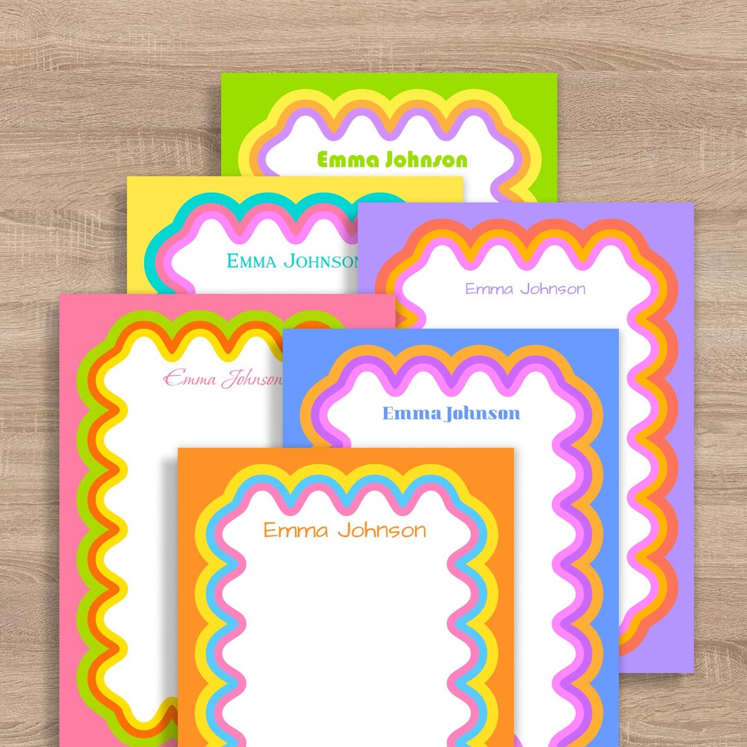 Retro Groovy Personalized Notepad - Custom Stationery Notepad, Colorful ...