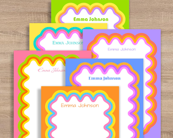 Retro Groovy Personalized Notepad - Custom Stationery Notepad, Colorful Writing Paper, Teacher or Student Gift, Birthday Gift, Mother’s Day