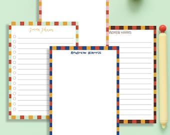Personalized Colorful Border Notepad - Custom Name Writing Pad, Teacher and Student Gift, Gift for Work or Classroom, Checklist Pad