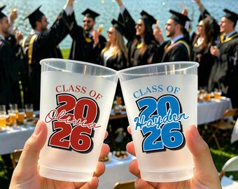 Personalized Graduation Cups - Class of 2026 Cups, Custom Name Party Cups, Graduation Party Favors, Grad Party Decor