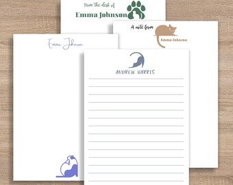 Personalized Cat Notepad – Custom Name Notepad, Personalized Writing Pad, From the Desk Of Notepad, Teacher and Student Gift, Gift for Her