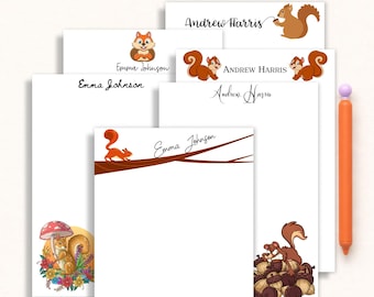 Cute Squirrel Notepad - Personalized Woodland Notepad, Animal Stationery,  Baby Shower Gift, Kids Gift, Squirrel Gift