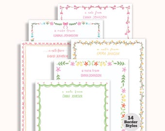 Personalized Floral Border Notepad – Custom Stationery with 14 Border Styles - Ideal for Mother’s Day, Birthday, or Teacher Appreciation