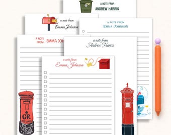 A Note From Personalized Notepad  - Charming Mailbox & Post Design - Custom Name Writing Pad - Gift for Her or Him - Thank You Gift