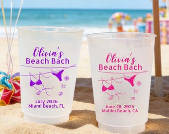 Personalized Beach Bach Cups - Custom Bachelorette Party Cups, Girls Trip Beach Cups, Bridal Shower Cups, Summer Party Favor