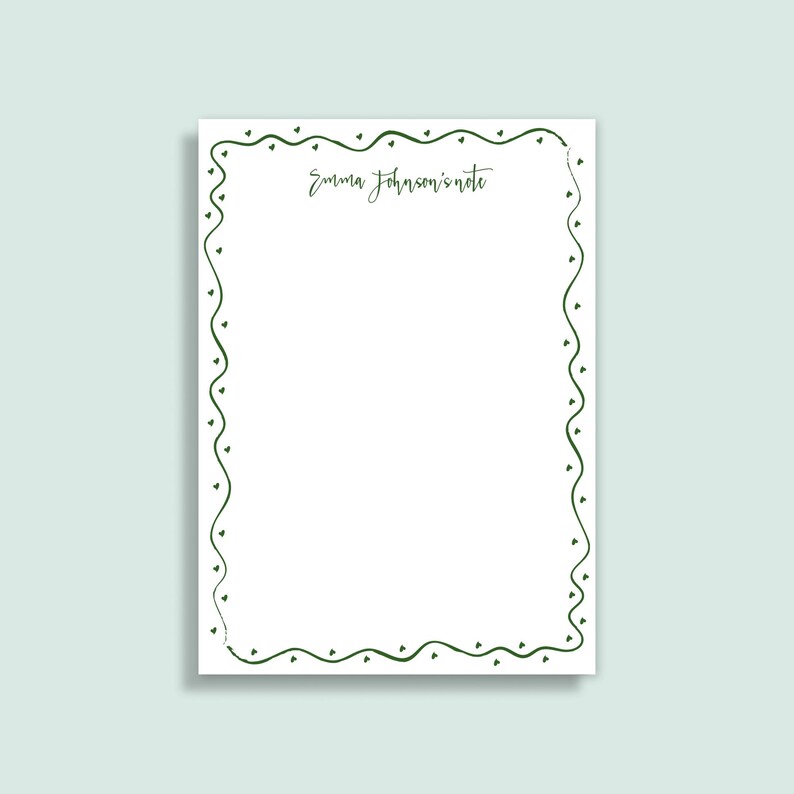 Custom Heart Border Notepad - Border Stationery - Personalized Journal ...