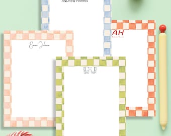 Watercolor Checker Notepad - Personalized Stationery, Gift for Teachers, Professionals and Friends, Custom Name Notepad, Initials Notepad