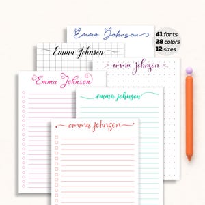 Personalized Name Notepad - Script Font Notepad, Custom Stationery, To Do List Notepad, Teacher Gifts, Office Business Gift