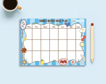Cute Illustrated Weekly Meal Planner - Food Schedule Pad, Family Menu Board, Meal Prep List, Meal Notepad, Kitchen Gift, Housewarming Gift