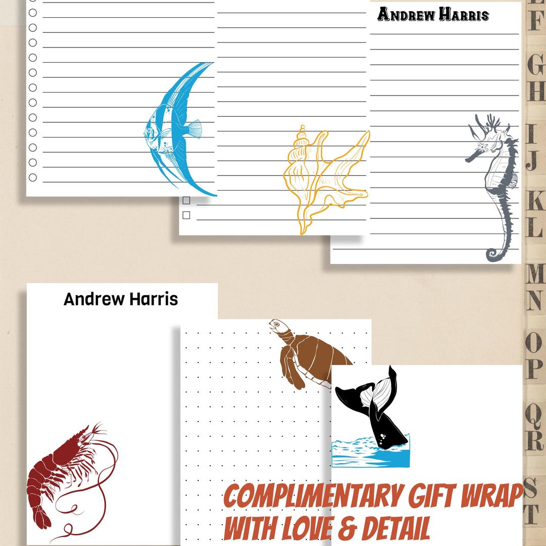 Personalized Sea Creature Notepad – Custom Name Pad for Ocean Lovers ...