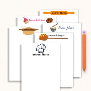 Personalized Baking Notepad - Baker Gift, Custom Name Kitchen Stationery, Cooking Writing Pad, Cute Baking Lover Gift, Cooking Gift