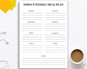 Family Meal Organizer – Weekly Meal Planner - Minimalist Notepad - Personalized Notepad - Menu Planner - Meal Prep Pad - Custom Notepad