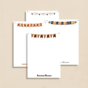 Halloween Themed Notepad - Pumpkin Banner Notepad - Custom Name Notepad - Trick or Treat Stationery Gift - Fall Gift for Kids & Teachers