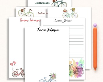 Personalized Bicycle Notepad - Custom Name Stationery - Cute Bike Illustration - Gift for Her, Friend, Teacher- To Do List - Valentine Gift