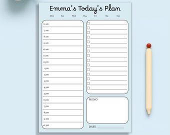 Personalized Daily Planner Notepad - Hourly Planner - To-Do List - Schedule Pad - Work Planner - Teacher Gift - Student Planner
