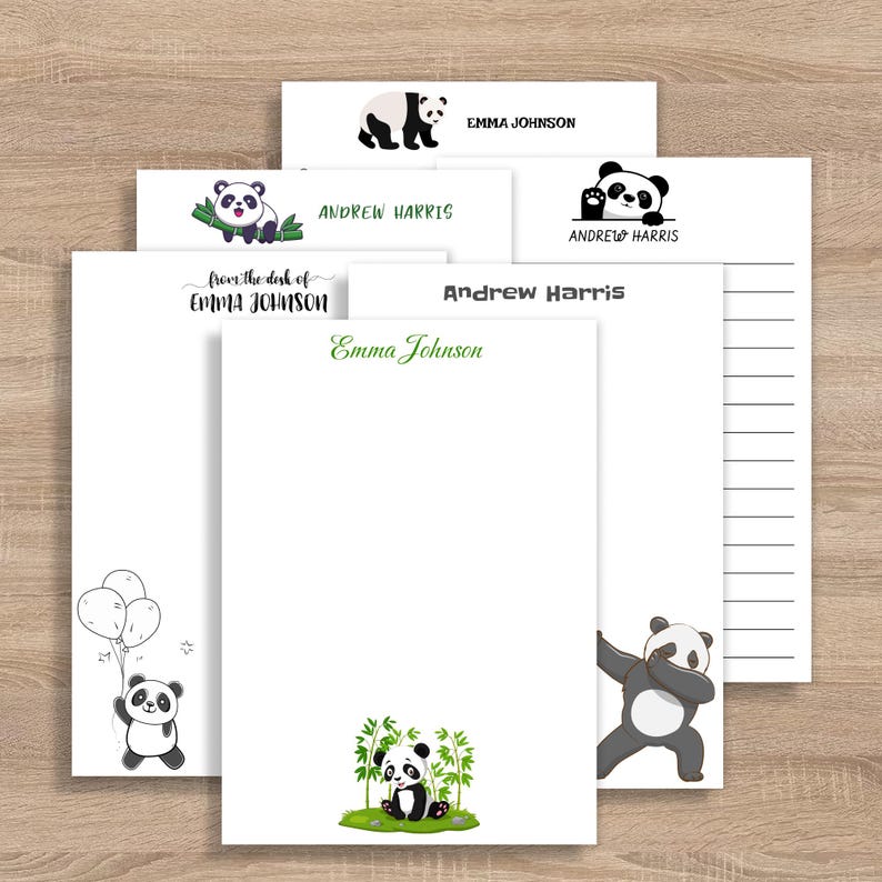 Personalized Panda Stationery – Custom Name Notepad - Kids Stationery ...