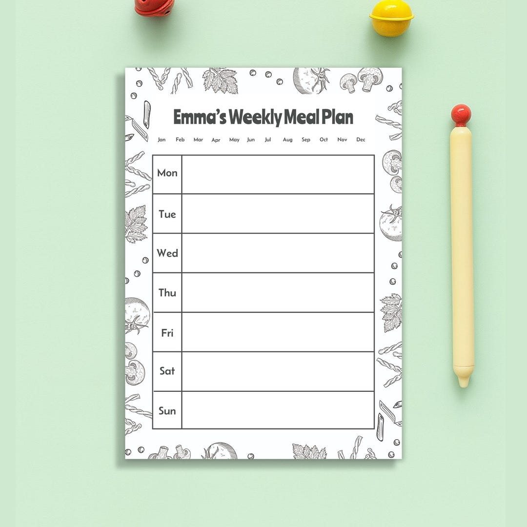 Custom Meal Plan Notepad – Weekly Menu Planner - Personalized Name ...