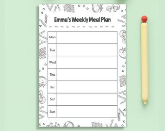 Custom Meal Plan Notepad – Weekly Menu Planner - Personalized Name Planner - Kitchen Organizer - Family Meal Schedule - Food Prep Pad