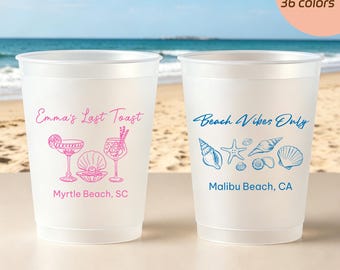 Personalized Beach Party Cups, Custom Bachelorette Cups, Last Toast on the Coast Cups, Vacation Party Cups, Coastal Party Favor