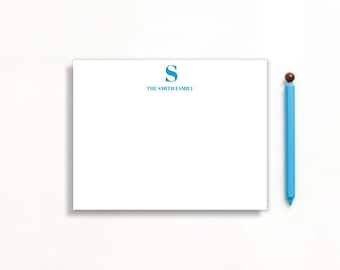 Custom Initial Flat Notecards Set - Personalized Family Stationery - Thank You Cards - Wedding & Business Card Set