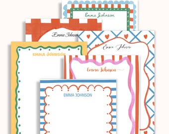 Bright Retro Notepad – Colorful Border Notepad - Personalized Stationery - Custom Name Gift for Her or Office Use - Custom Stationery Gift