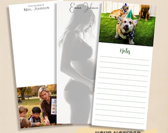 Custom Photo Notepad, Personalized Picture Notepad, Teacher Gift, Back to School Gift, Pet & Family Notepad – Size 3.5 x 8 inch