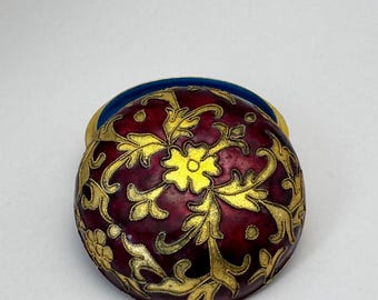 ヴィンテージ　七宝焼　宝石箱 VTG 七宝焼き 小物入れ ジュエリーボックス ブルー レッド 花柄