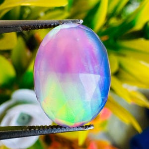 Mehrfarbiger Aurora-Opal-Doublet-Edelstein, 16x12 oval facettierter Stein, im Labor hergestellter Opal-Cabochon für die Schmuckherstellung, DIY-Ringanhänger, lose Edelsteine