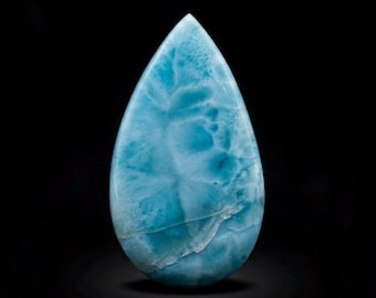 Natural Larimar Pear Cabochon: Caribbean Gemstone for Jewelry Making