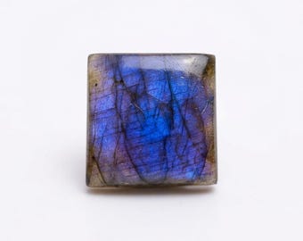 Natuurlijke 100% flitsende cabochon van labradoriet: vierkante edelsteen voor het maken van sieraden Prachtige cabochon van labradoriet (18 x 18 x 5 mm, 15 karaat)