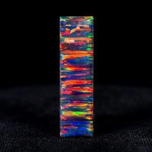 High-Grade Aurora Gilson Opal | Rectangle Rainbow Fire Synthetic Opal for Jewelry Making | Lab Created Loose Column Gemstone | Ring Pendant