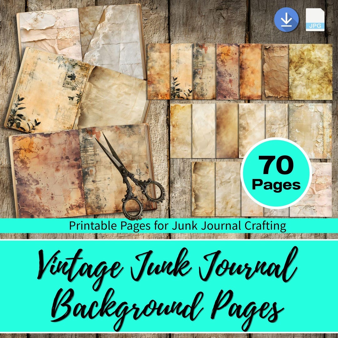 Vintage Junk Journal Pages - Grunge Paper Textures (digital Download ...