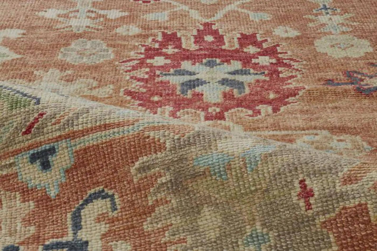 10x15 Rust Orange Oushak Rug – Hand Knotted Wool Vintage Turkish Carpet with Floral Patterns – Oriental Area Rug for Living 8x12, 9x14 rug