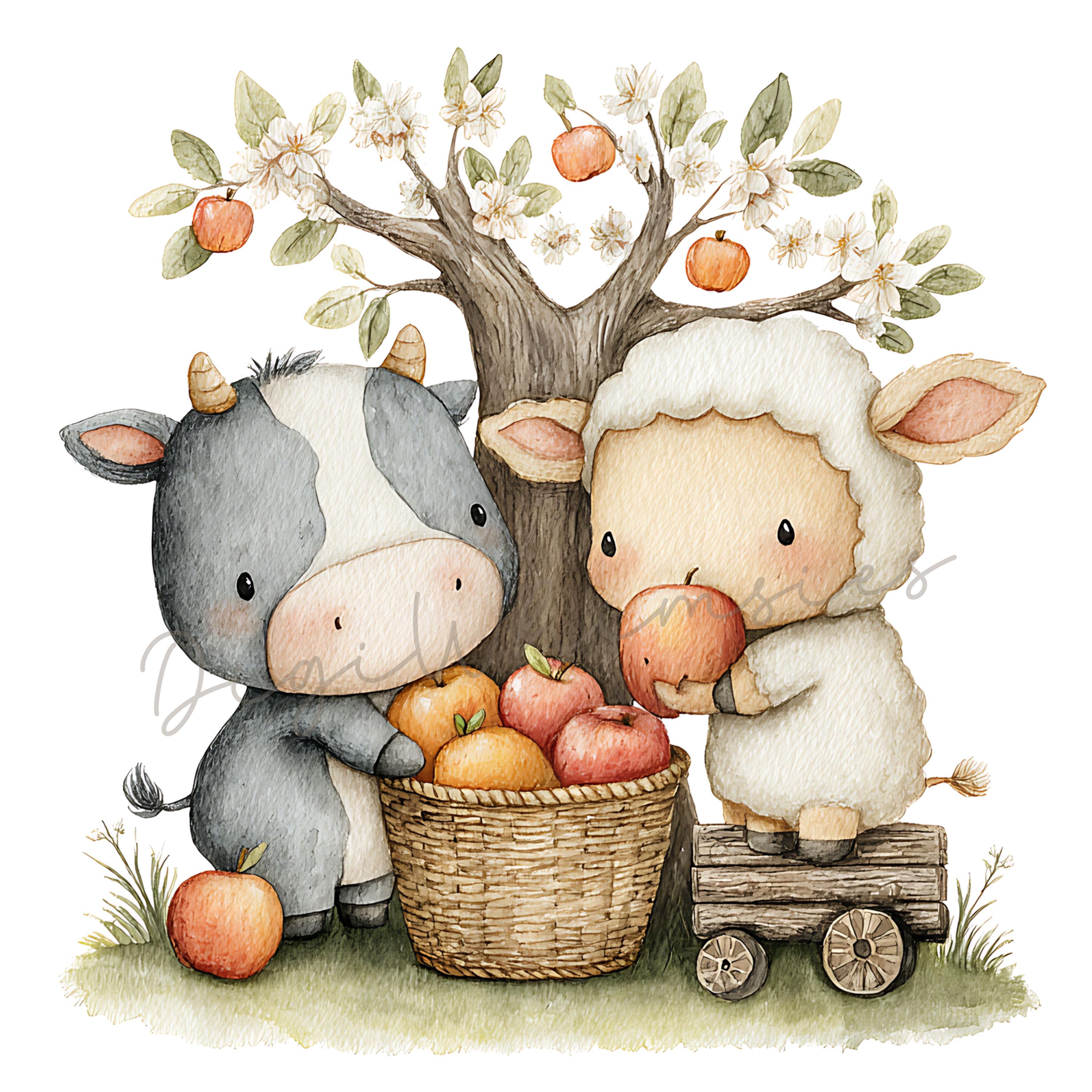 17 Baby Farm Animals Clipart Barn Nursery Baby Watercolor Jpgs - Etsy
