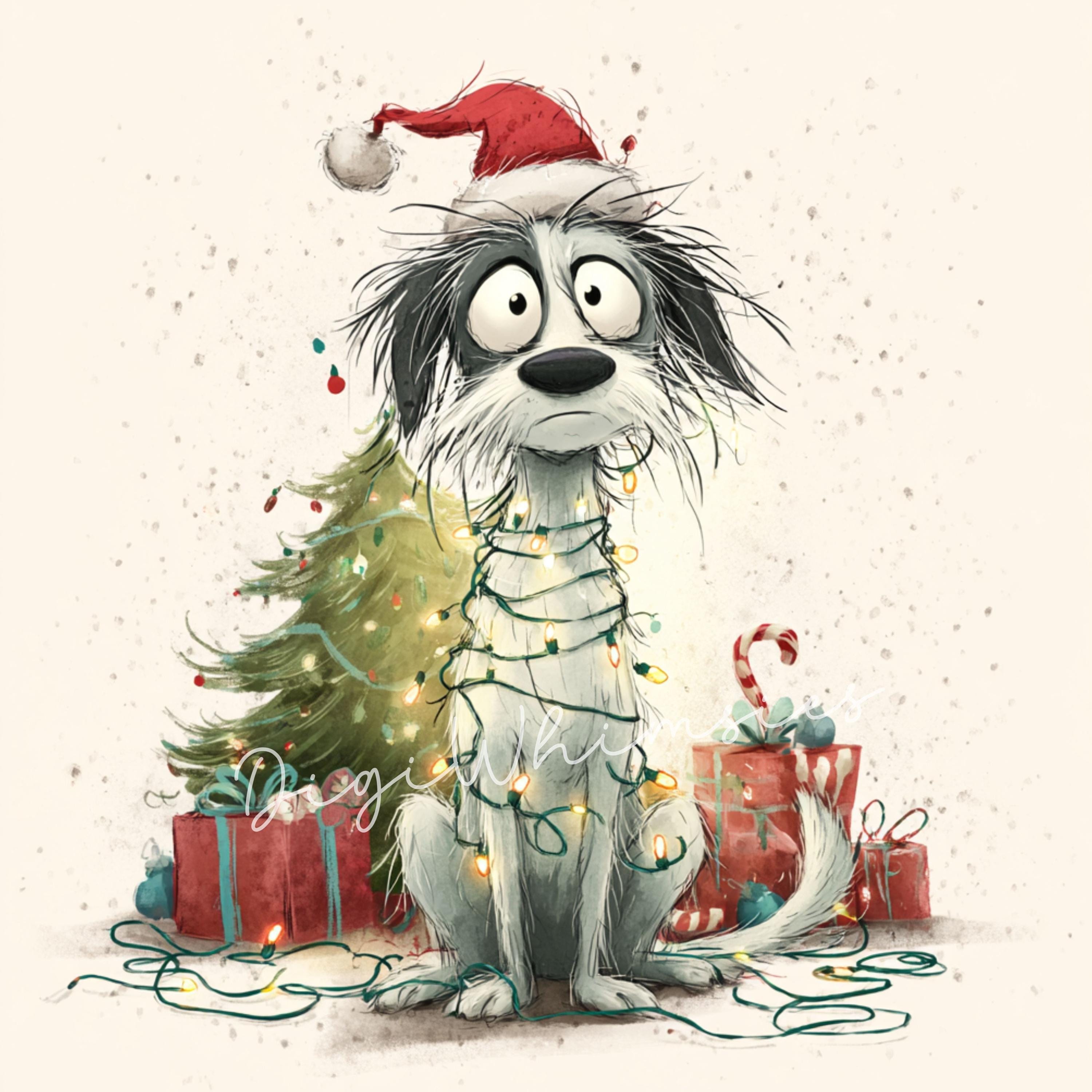 12 Quirky Dog Clipart – Whimsical Watercolor Christmas Pets Jpgs - Etsy