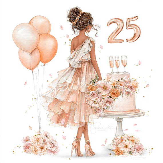 25th Birthday Girl Clipart: Elegant Party Illustrations (10 Jpgs) - Etsy Israel 25th Birthday Girl Clipart: Elegant Party Illustrations (10 Jpgs) - Etsy Israel