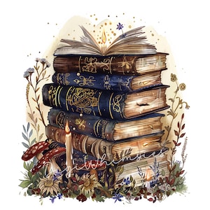 Clipart libresche: Cottagecore Bookworm Art, Junk Journaling (12 JPG ad alta risoluzione)