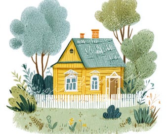 12 Small House Clipart: Housewarming Home Blessing JPGs (Digital Download, 12x12in)