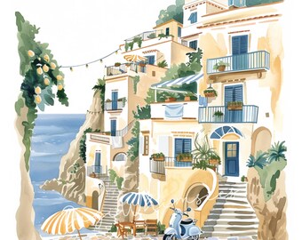 イタリア海岸のクリップアート13点セット、アマルフィの柑橘類の