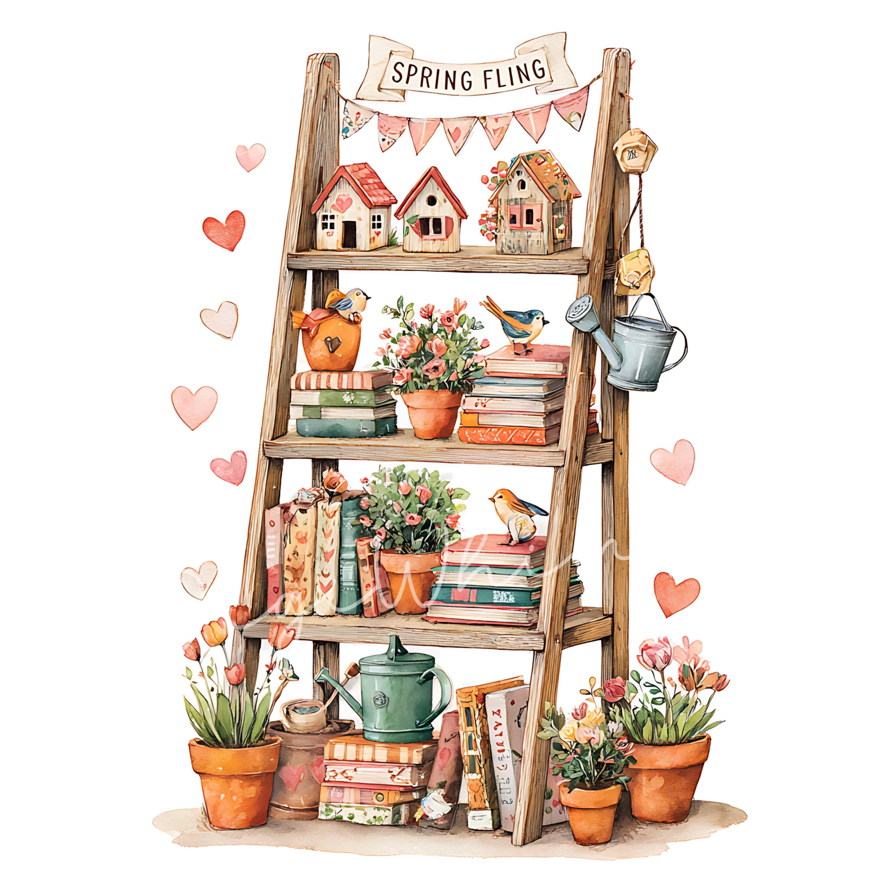 21 Bookshop Clipart: Romantic Bookstore Bookish Valentine Spring ...