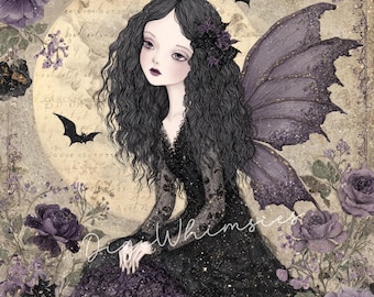 Dark Fairy Clipart: Gothic Halloween Ephemera (10 High-Res JPGs)