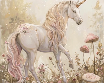 Unicorn Clipart: Magical Cottagecore JPG Images (Digital Download)
