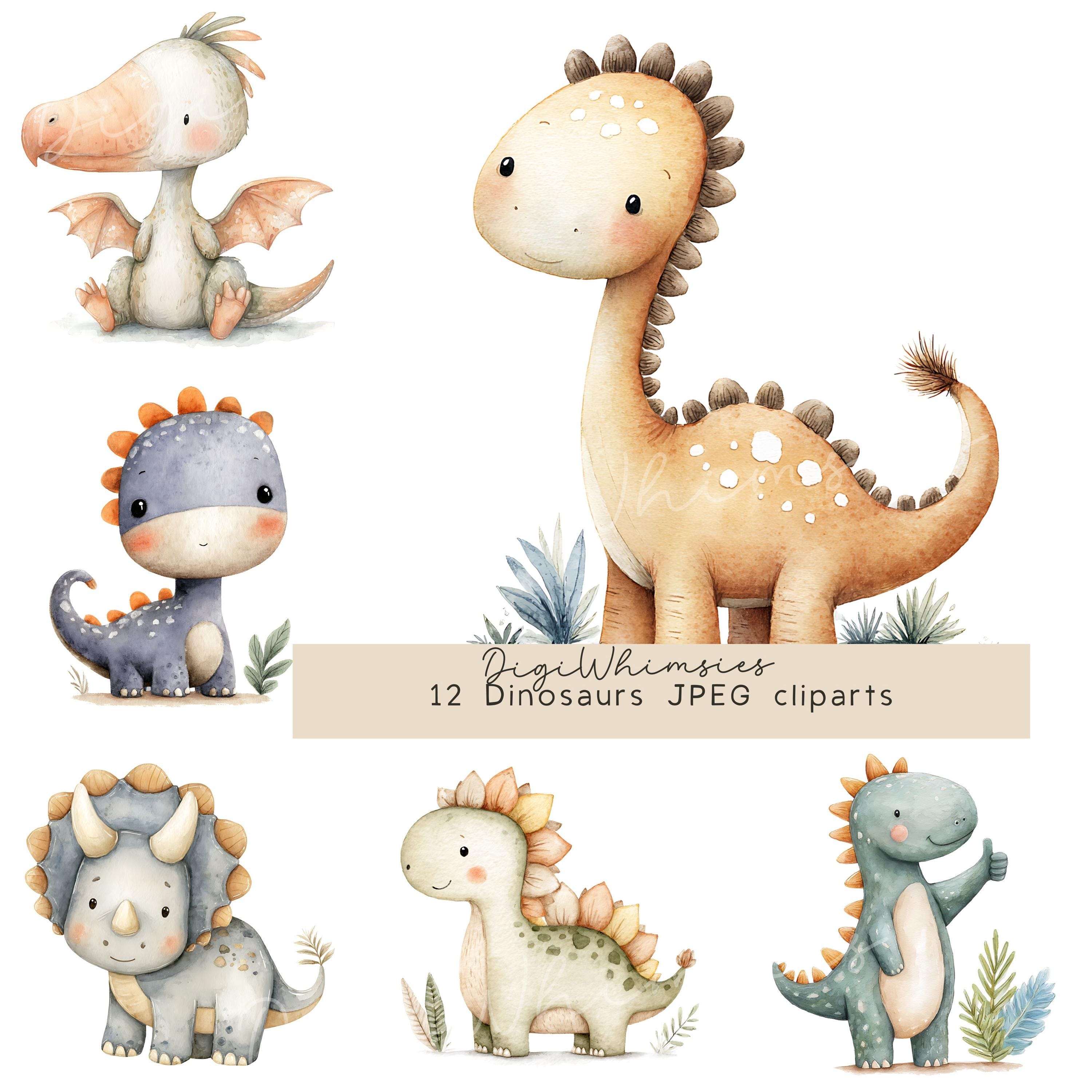 Dinosaur Clipart Nursery | Baby Dinosaurs Watercolor | Cute Dino ...