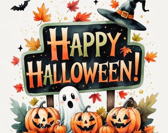 12 Happy Halloween Clipart: Witchy Autumn Graphics (JPG Digital Download)