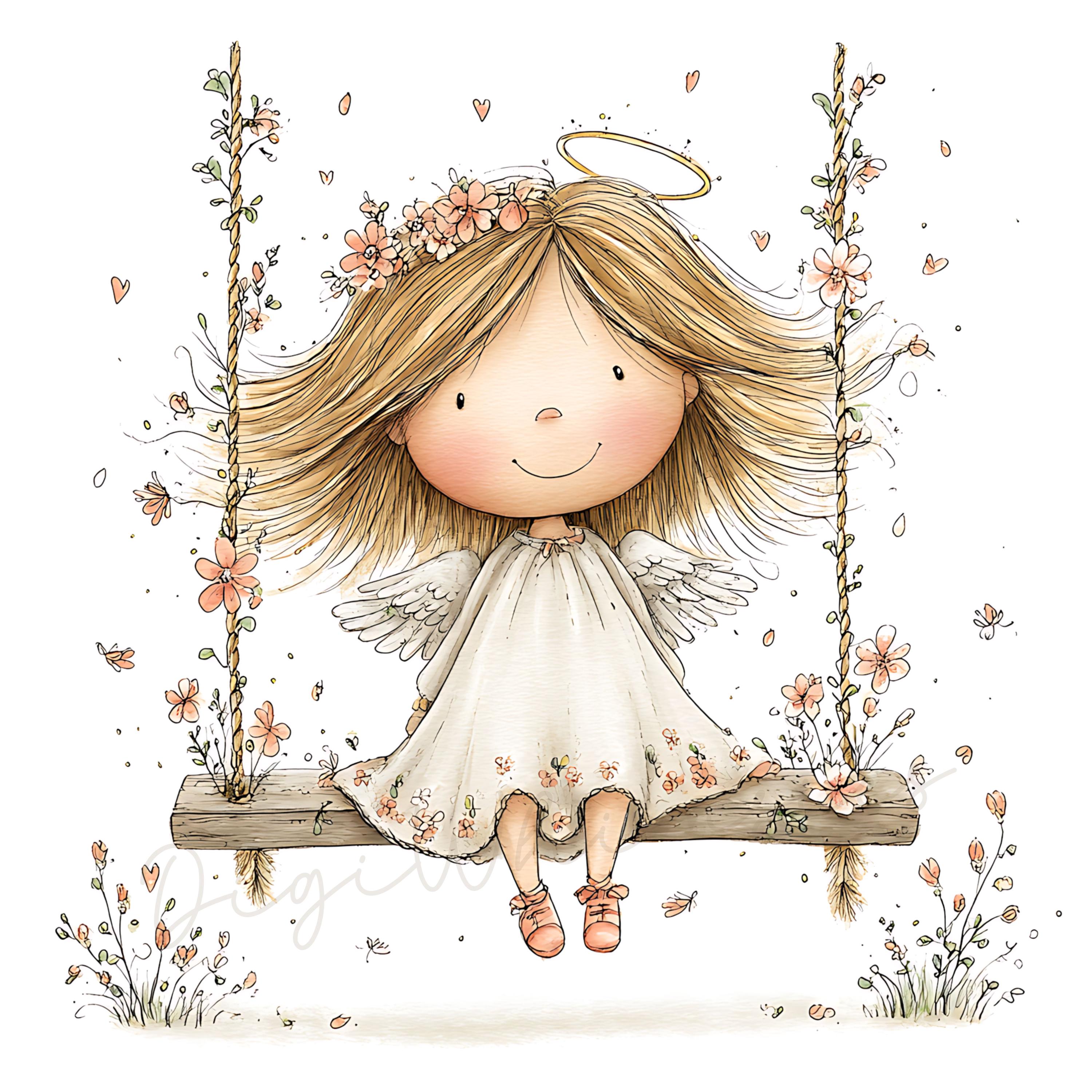 Sweet Spring Angel Clipart | Watercolor Flower Angels for Easter (20 ...