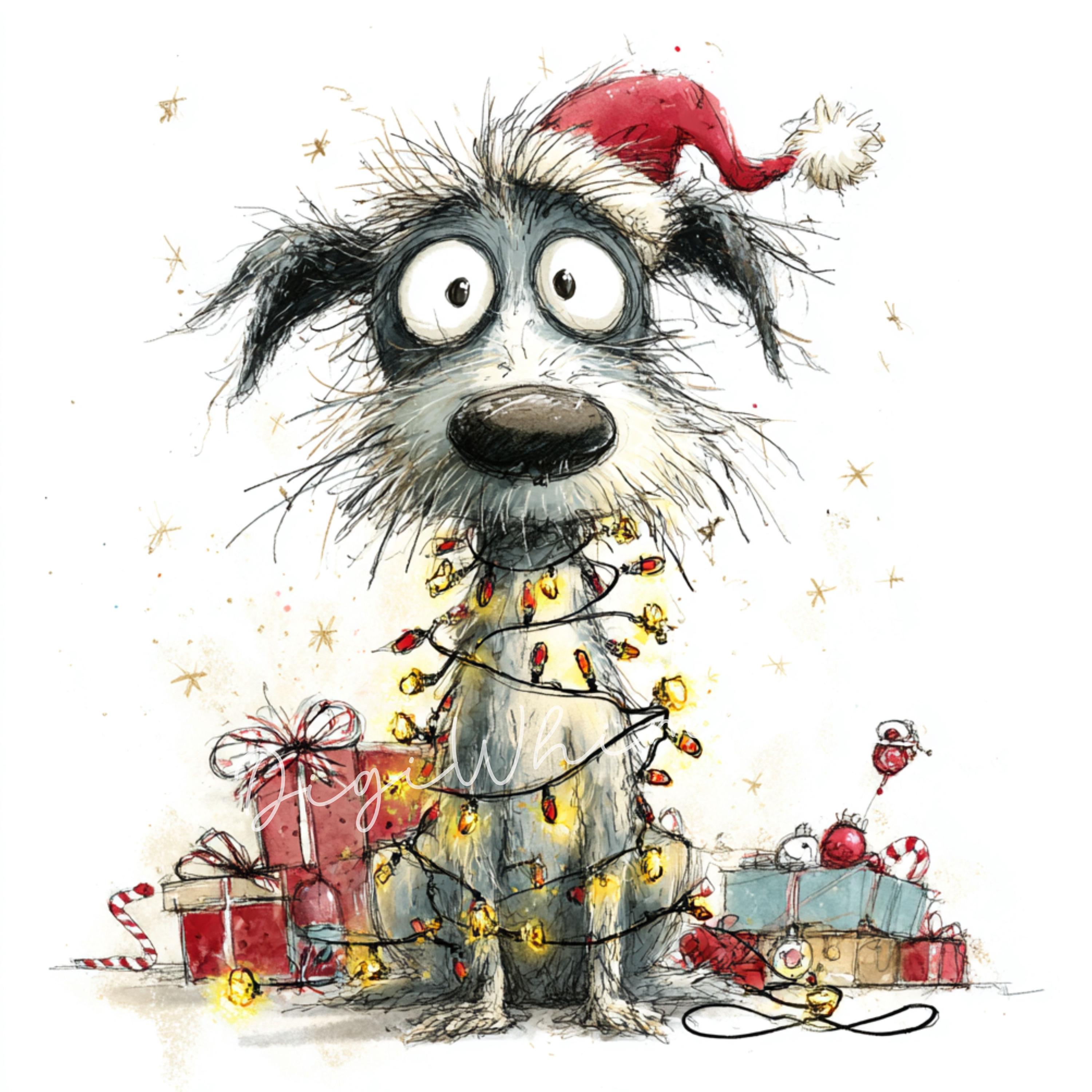 12 Quirky Dog Clipart – Whimsical Watercolor Christmas Pets Jpgs - Etsy